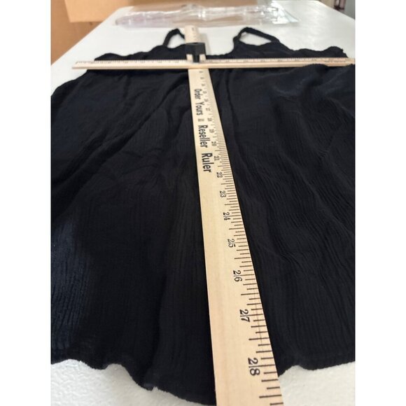 Lulus tank top Womens S/M Black Crinkle Rayon Sleeveless Braided Strap Top - Picture 6 of 9